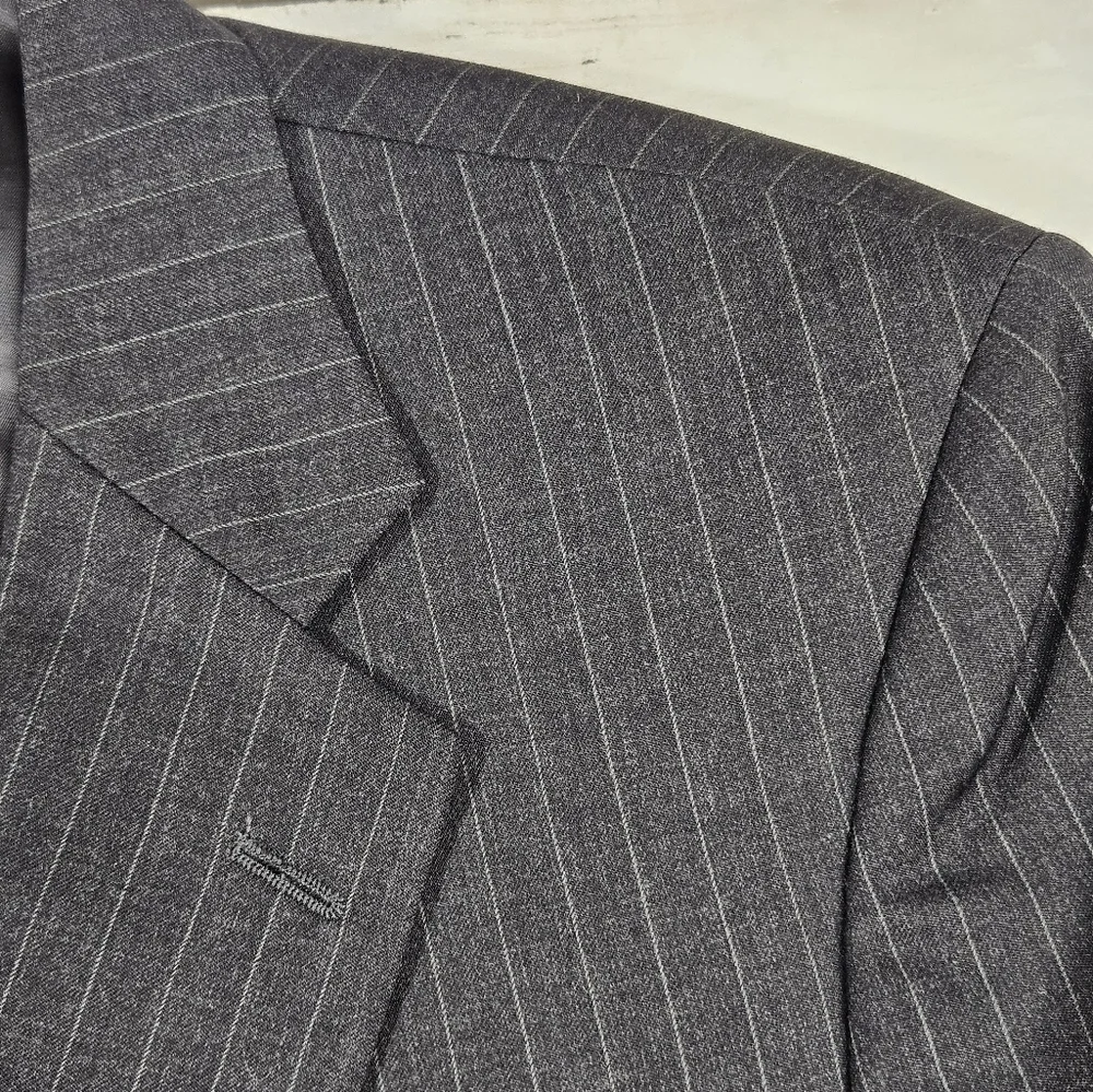 Vintage Brooks Brothers Sport Blazer Gray Pinstripe Wool 44L Waist 39 Classic